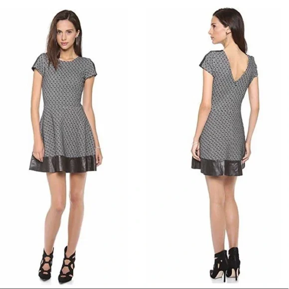 EUC Parker Nolan fit and flare dress with leather trim size L - Picture 1 of 5